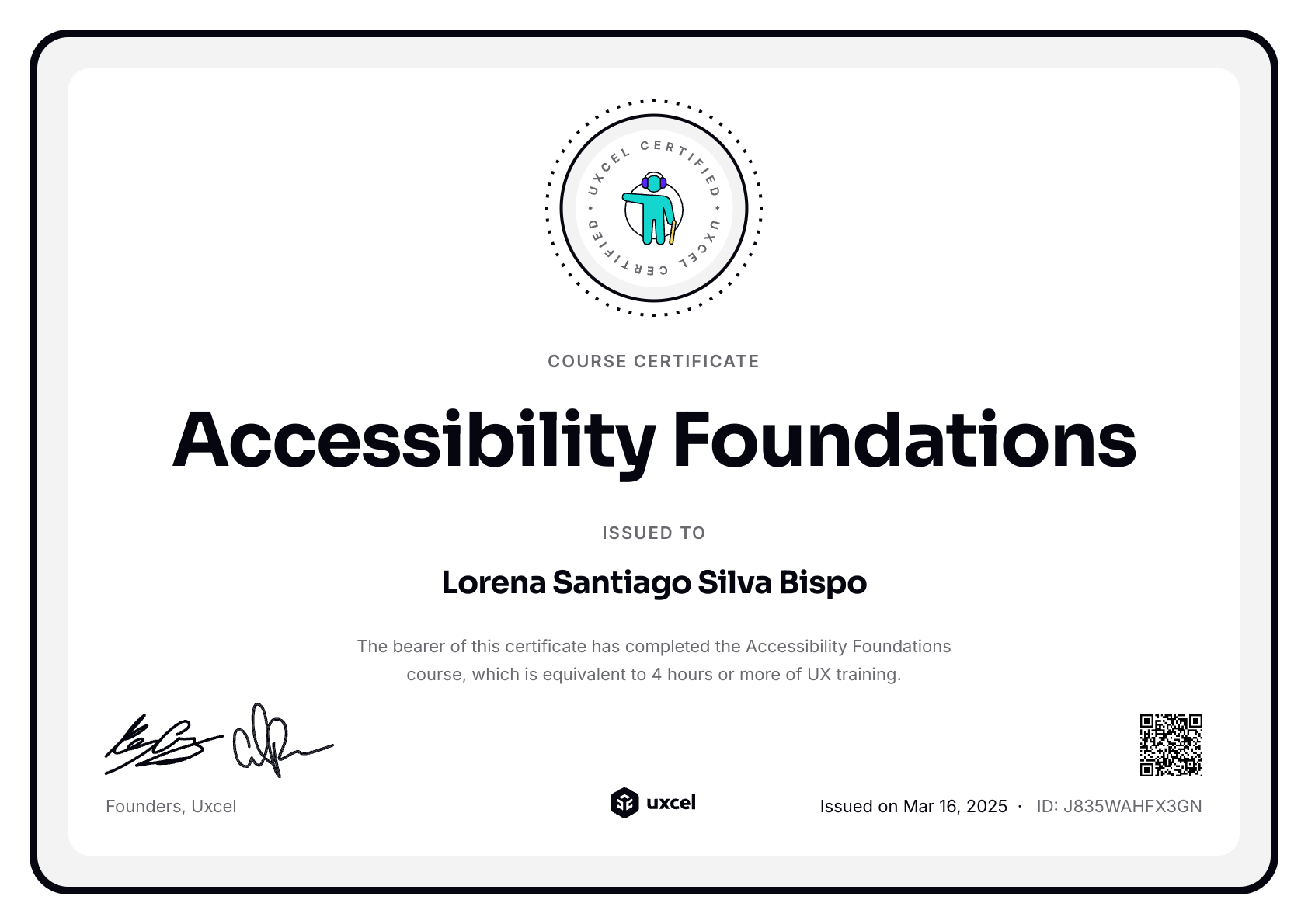 Lorena Santiago Silva Bispo's certificate
